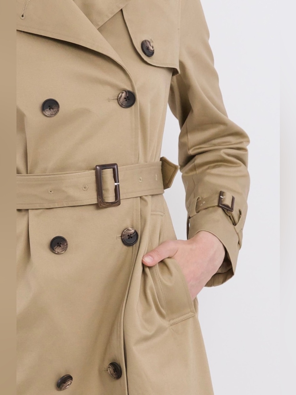 Orolay Double Breasted Belted Trench Coat Women’s Large - Tan/Khaki NWOT - Picture 4 of 13